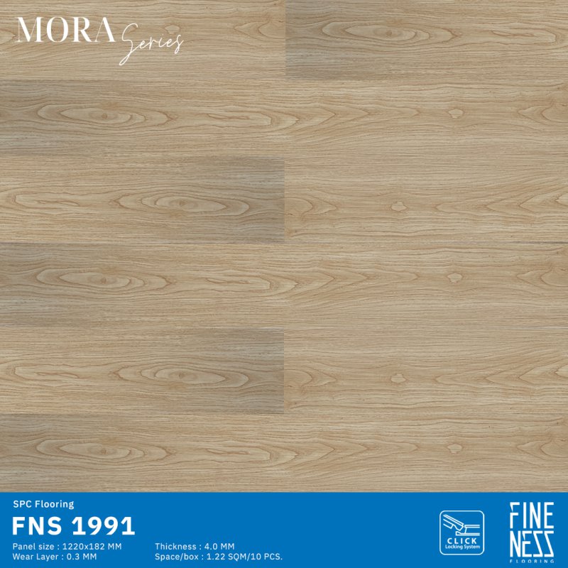 FINENESS FLOORING FNS 1991 พื้น SPC คลิ๊กล็อค ลายไม้โอ๊คเหลือง ความหนา 4 มม.