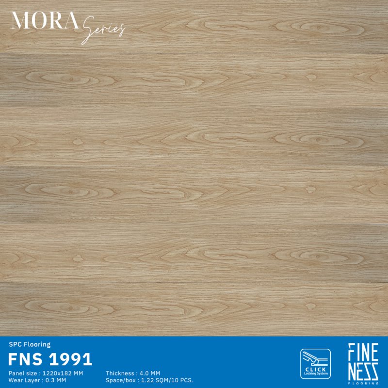 FINENESS FLOORING FNS 1991 พื้น SPC คลิ๊กล็อค ลายไม้โอ๊คเหลือง ความหนา 4 มม.