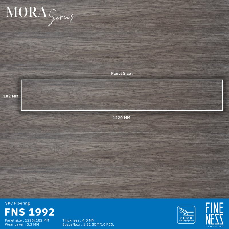 FINENESS FLOORING FNS 1992 พื้น SPC คลิ๊กล็อค ลายไม้มะฮอกกานี สีน้ำตาล ความหนา 4 มม.