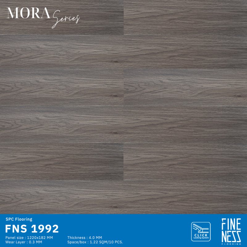 FINENESS FLOORING FNS 1992 พื้น SPC คลิ๊กล็อค ลายไม้มะฮอกกานี สีน้ำตาล ความหนา 4 มม.