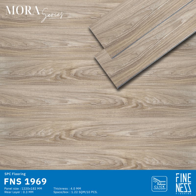 FINENESS FLOORING FNS 1969 พื้น SPC คลิ๊กล็อค ลายไม้โอ๊คเทา ความหนา 4 มม.