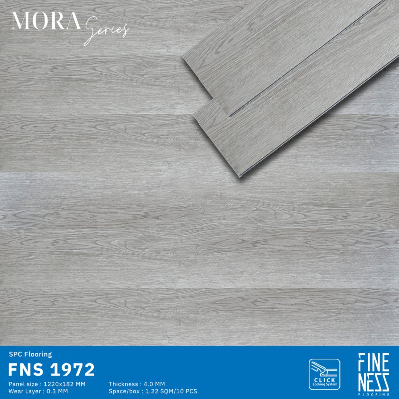 FINENESS FLOORING FNS 1972 SPC Flooring Click Lock install Grey Wood Design Thickness 4 MM