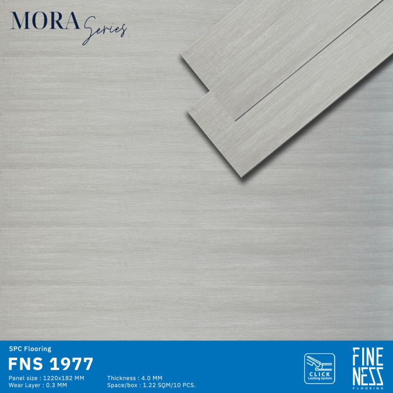 FINENESS FLOORING FNS 1977 พื้น SPC คลิ๊กล็อค ลายไม้ สีครีม ความหนา 4 มม.