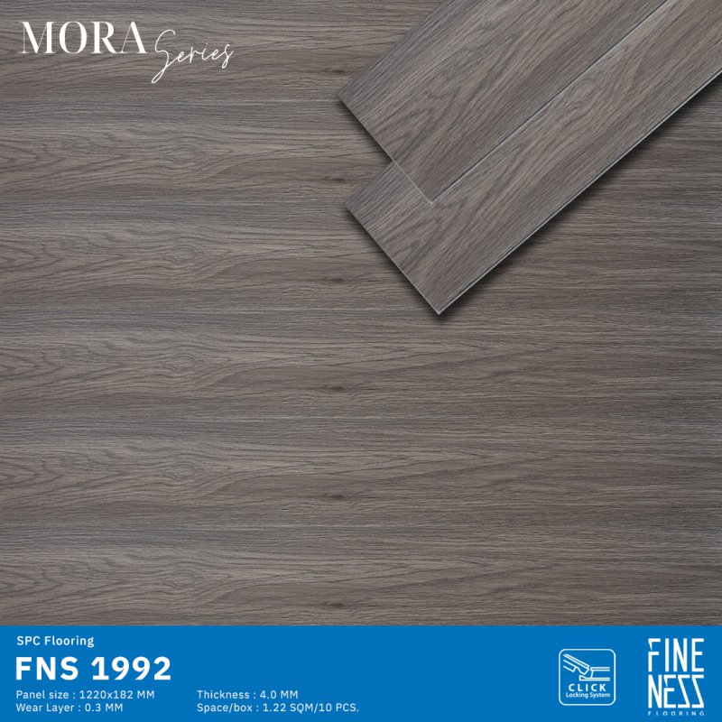 FINENESS FLOORING FNS 1992 พื้น SPC คลิ๊กล็อค ลายไม้มะฮอกกานี สีน้ำตาล ความหนา 4 มม.