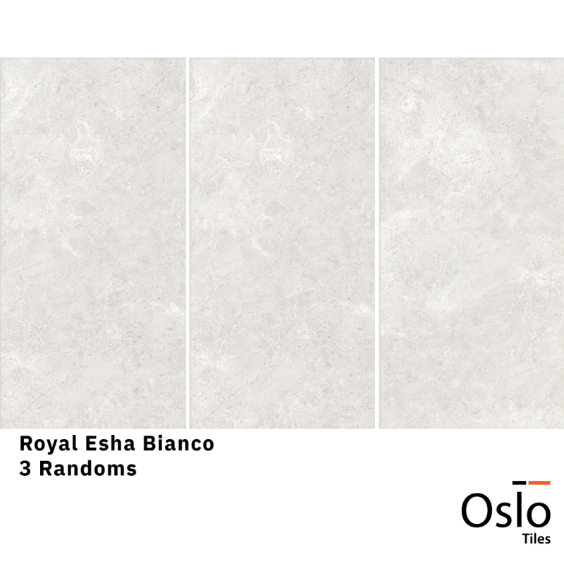 Royal Esha Bianco Porcelain Tile size 60x120CM Grey Stone Design Glossy Finished