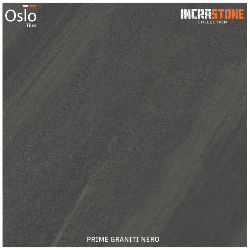 Prime Graniti Nero Porcelain Tiles Grey Stone Design Size 60x60 CM Incrastone ( R-10 )Finish