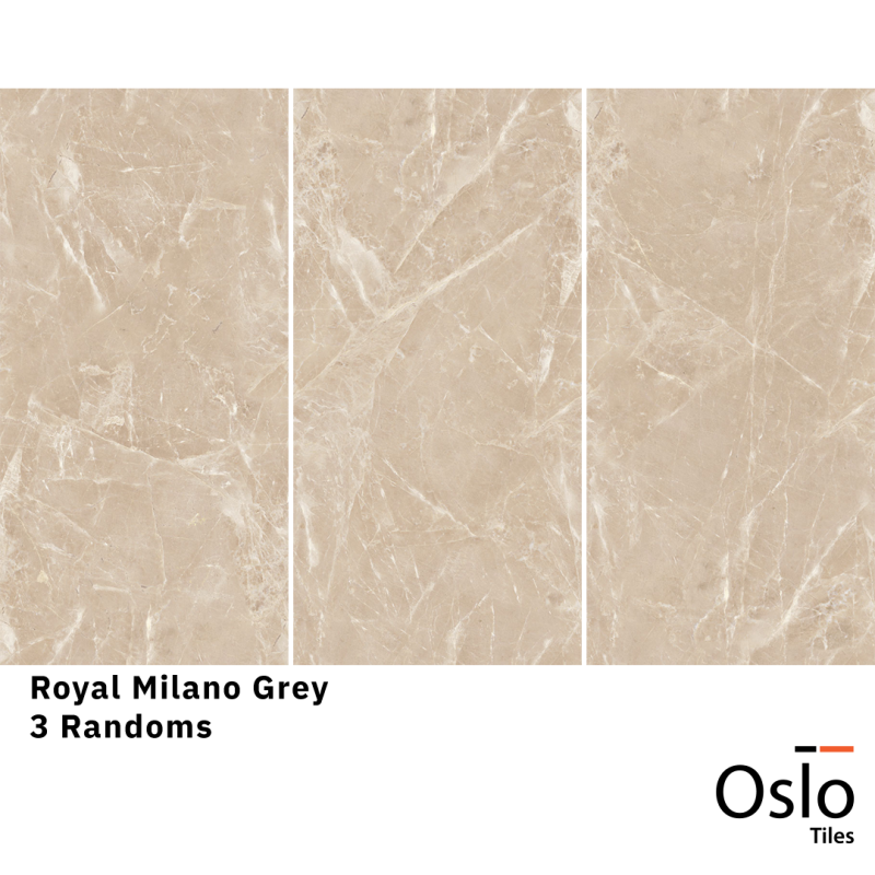 Royal Milano Grey Porcelain Tiles cream Color Size 60x120CM Glossy Finish