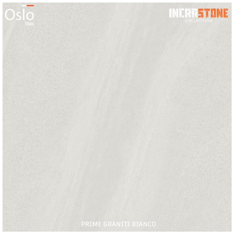 Prime Graniti Bianco Porcelain Tiles Grey Stone Design Size 60x60 CM Incrastone (R10) Finish