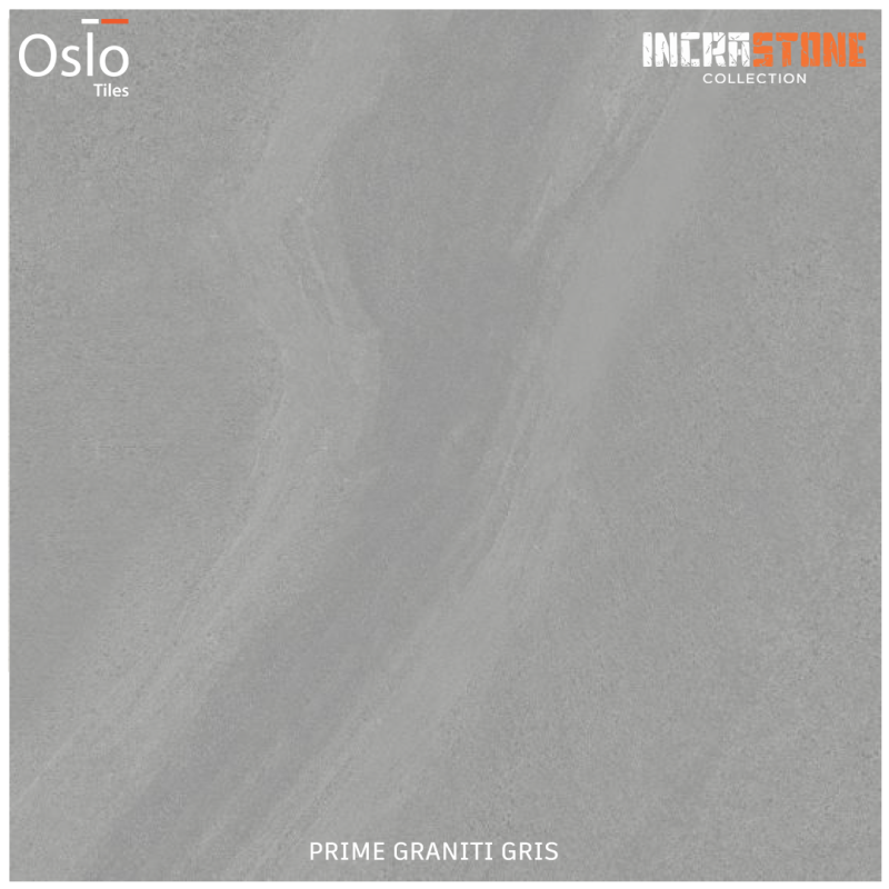 Prime Graniti Gris กระเบื้องพอร์ซเลน ลายหินสีเทาเข้ม ขนาด 60x60 cm ผิวหยาบ (Incrastone R10)