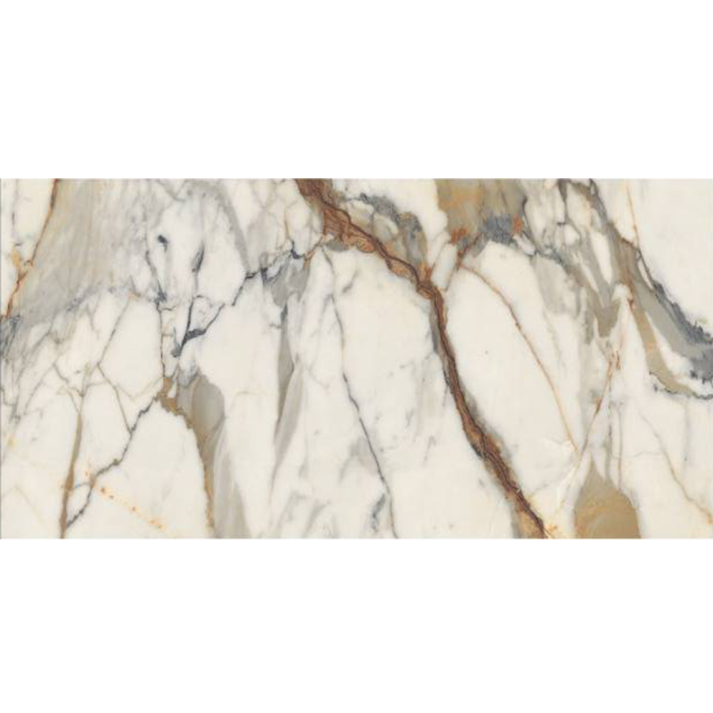 Royal Dark Statuario Porcelain Tiles Size 60x120CM Yellow Marble Design Glossy Finish