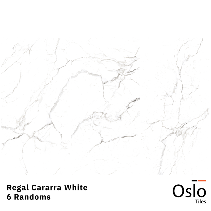 Regal Cararra White Porcelain Tiles 80x160cm White Marble Design Glossy Finish