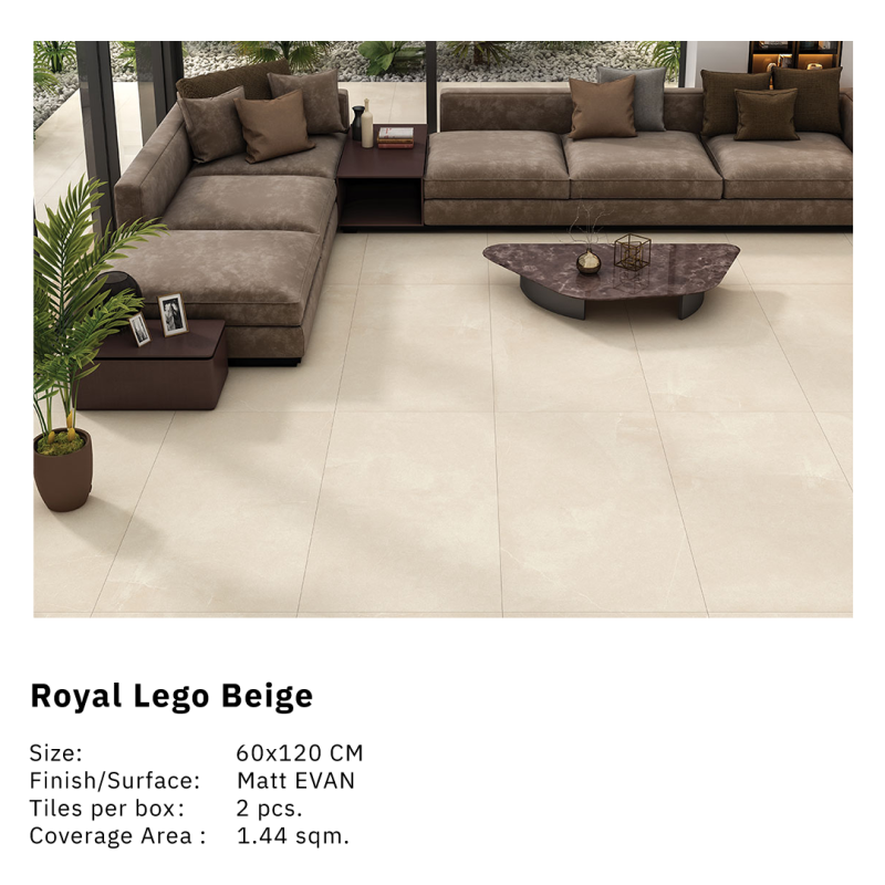 Royal Lego Beige - Porcelain Tiles Beige Color design Size 60x120 CM EVAN Matt  Finish