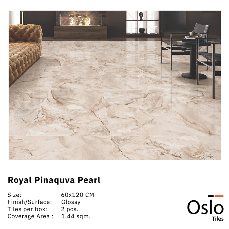 Royal Pinaquva Pearl Porcelain Tile Cream Color Size 60x120 CM Rustic Matt Finish